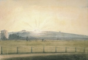 Solnedgang sett fra observatoriet i Oxford, 20. desember 1784 (akvarell over grafitt, på papir)